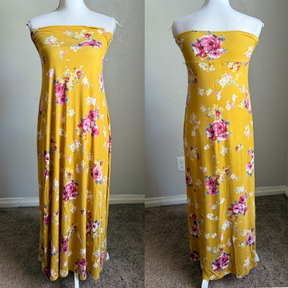 Gilli Floral Maxi Skirt M Yellow and Pink